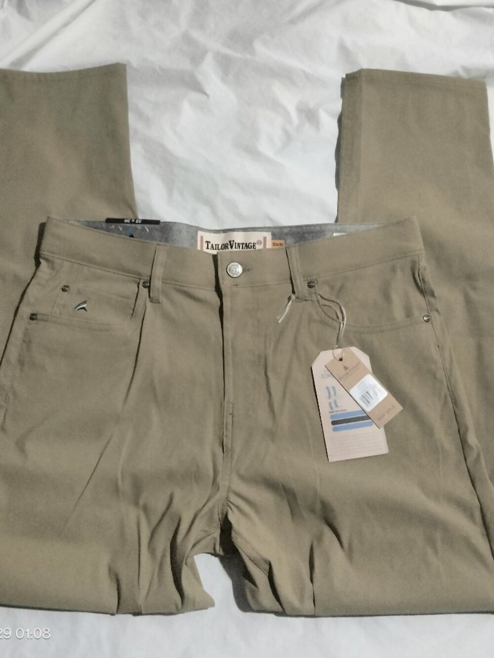 Tailor Vintage Men’s Connecticut Originals Canaan Slim Tech Pants Khaki 32x30 (3